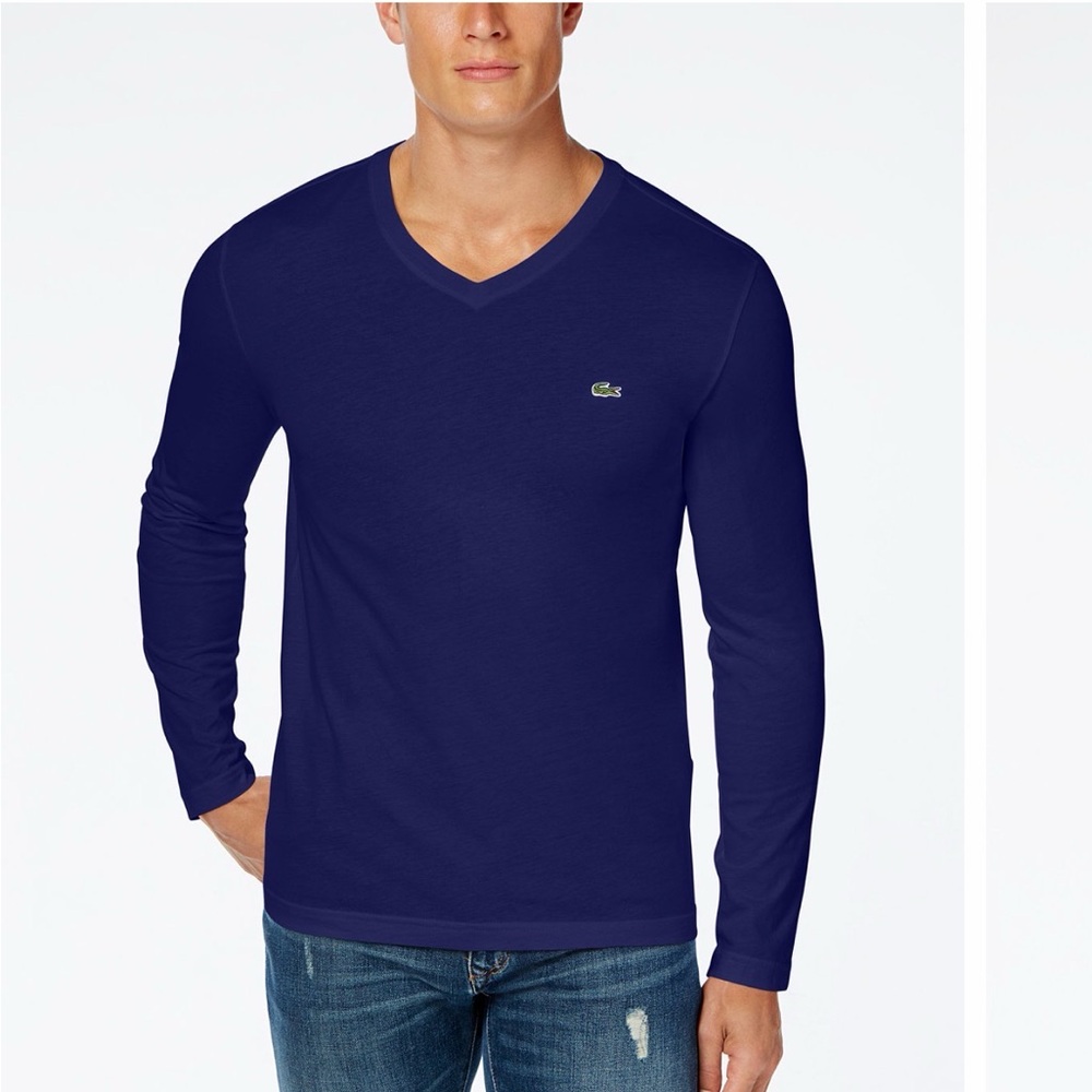 Lacoste Men's V-Neck Casual Long Sleeve Jersey T-Shirt